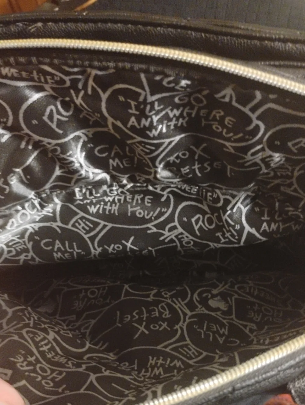Betsey Johnson Diaper Bag Black & White Rose Print + Changing Pad